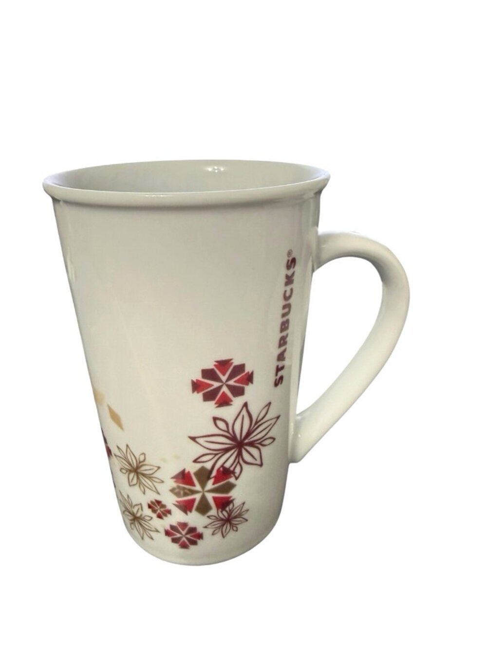 Starbucks 2011 Festive Coffee or Tea Mug White Snowflakes 12oz